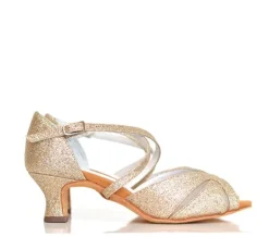 Anna Kern guld glimmer dansesko med 5 cm hæl