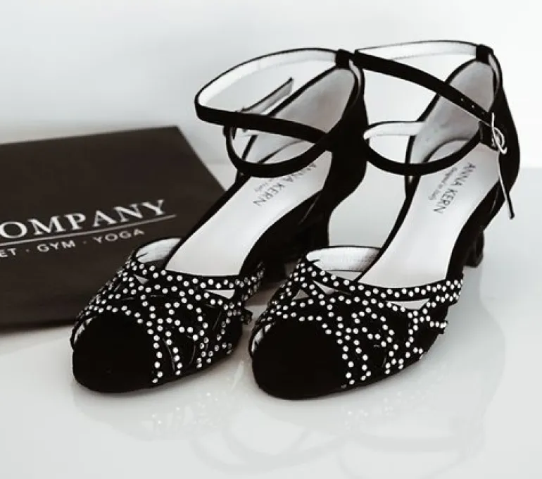 Anna Kern sort dansesko med sten og 5 cm hæl - Clemence