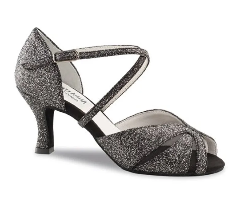 Anna Kern sort glimmer 6 cm hæl