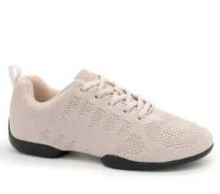 Beige dansesneaker i åndbar strik til damer - Suny
