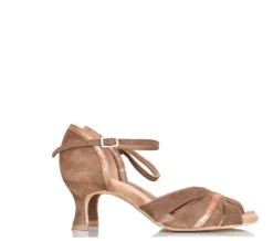 Beige ruskinds dansesko 5 cm hæl Rummos