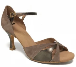 Beige/brun ruskinds dansesko 6 cm hæl Rummos