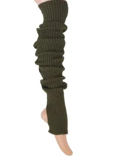 Benvarmere ribstrik olivenfarvet 85 cm Seré