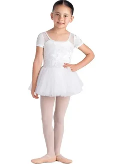 Bloch hvidt tutu med korte ærmer og velour