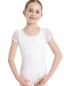 Capezio hvid dragt med puf ærmer til piger