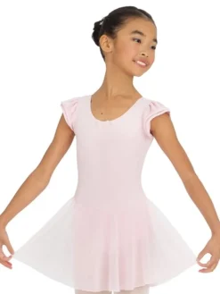 Capezio rosa dragt m.skørt og puf ærmer til piger