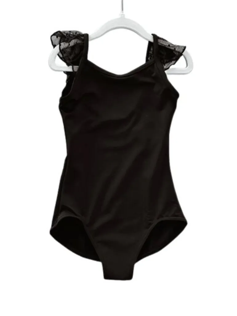 Capezio sort dragt med flæse ærmer til piger