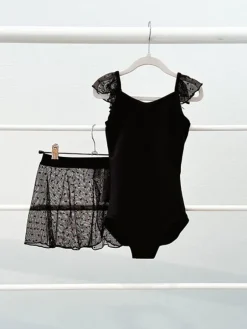 Capezio sort dragt med flæse ærmer til piger