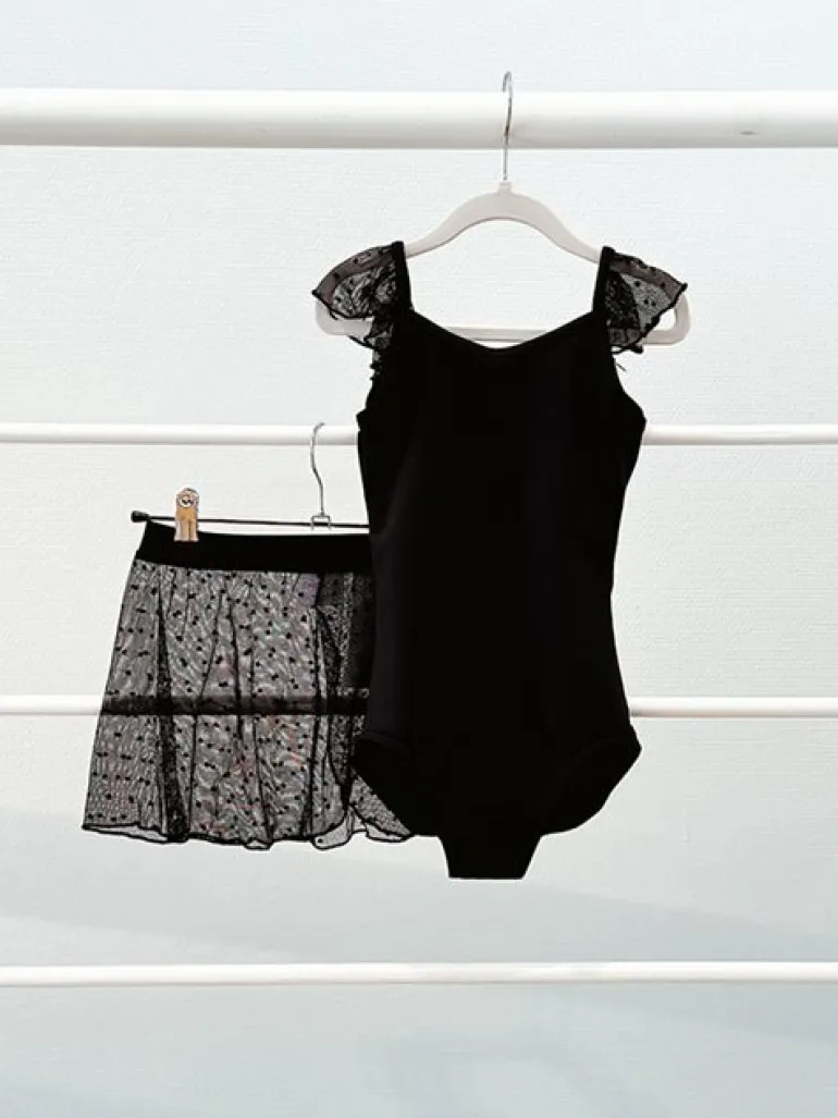 Capezio sort dragt med flæse ærmer til piger