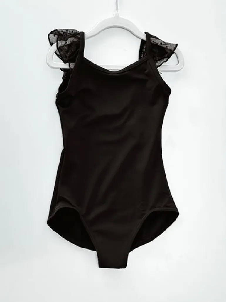 Capezio sort dragt med flæse ærmer til piger