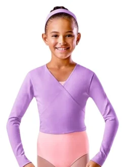 Cross-over mørklilla overdel til piger Bloch