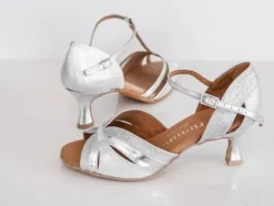 Flot sølv dansesko til tango/salsa/latin med 5 cm hæl