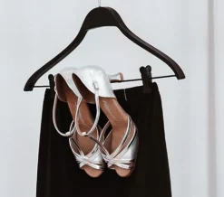 Flot sølv dansesko til tango/salsa/latin med 5 cm hæl