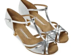 Flot sølv dansesko til tango/salsa/latin med 5 cm hæl