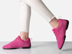 Fuschia farvet dansesneaker i åndbar strik til damer - Suny