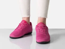 Fuschia farvet dansesneaker i åndbar strik til damer - Suny