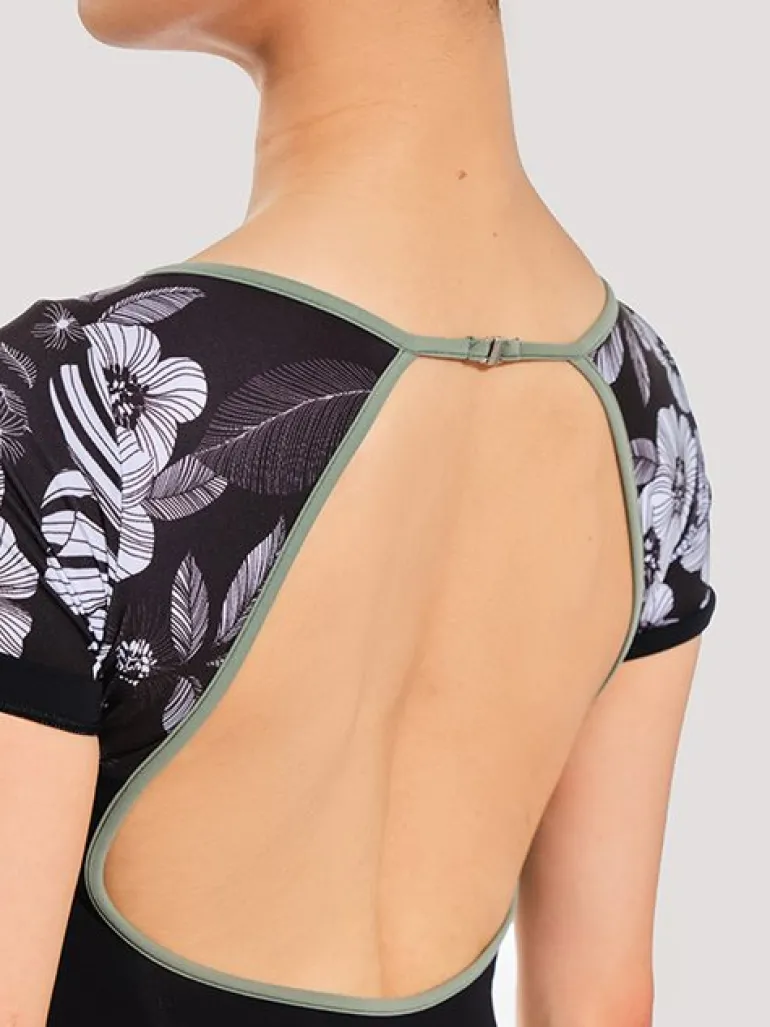 Grishko dragt i sort med korte ærmer og grafisk print