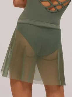 Grishko olivengrønt pull on faux wrap skørt