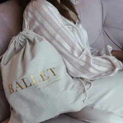 Hør rygsæk/mulepose med guld BALLET skrift