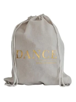 Hør rygsæk/mulepose med guld DANCE skrift