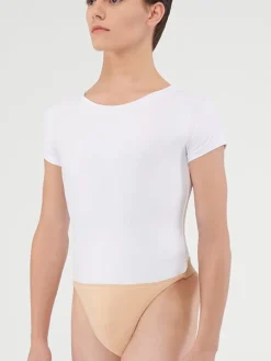 Hvid balletbody med kort ærme til teen/herre