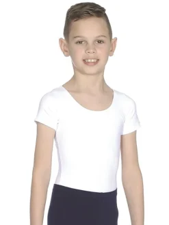 Hvid body med kort ærme til ballet drenge