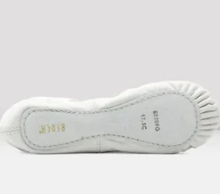 Hvide bløde balletsko i skind med fuldsål Bloch