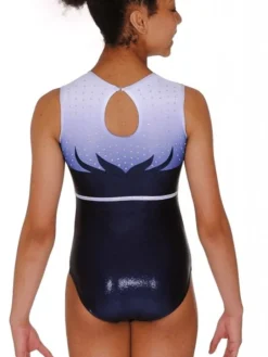 Hvid/sølv/blå ærmeløs gymnastikdragt til piger