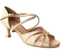 Lys guld brokade dansesko 5 cm hæl Rummos