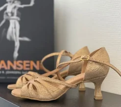 Lys guld brokade dansesko 5 cm hæl Rummos