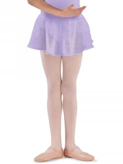 Lyselilla chiffon skørt med palietter til piger Bloch