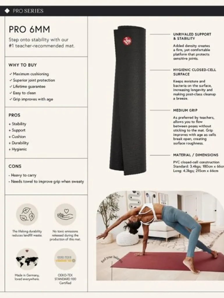 Manduka sort PRO måtte til yoga ekstra lang