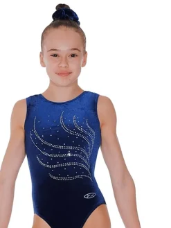 Mørkeblå velour gymnastikdragt piger The zone