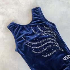 Mørkeblå velour gymnastikdragt piger The zone