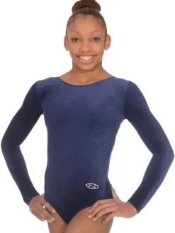 Mørkeblå velour gymnastikdragt piger The zone