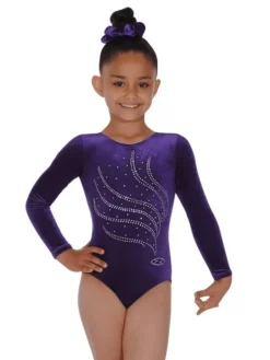 Mørkelilla velour gymnastikdragt piger The zone