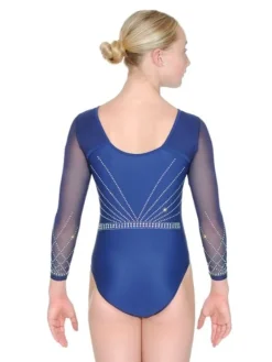 Navy gymnastikdragt med mesh ærmer og sten piger The zone