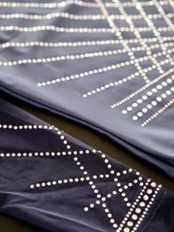 Navy gymnastikdragt med mesh ærmer og sten piger The zone