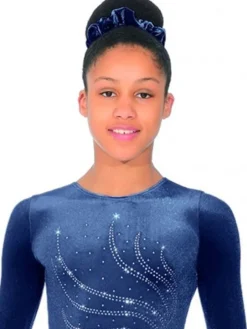 Navy velour gymnastikdragt piger The zone