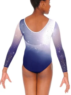 Navy/hvid gymnastikdragt med rhinsten til piger