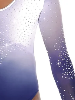 Navy/hvid gymnastikdragt med rhinsten til piger