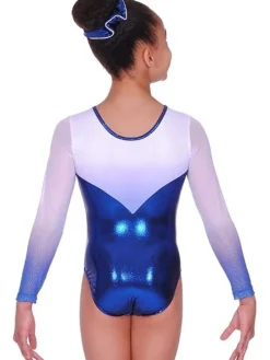 Navy/hvid skinnende gymnastikdragt piger The zone