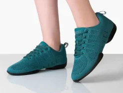 Petrol farvet dansesneaker i åndbar strik til damer - Suny