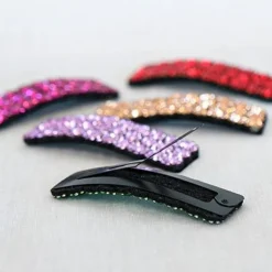 Pink clic-clac hårspænde med rhinsten