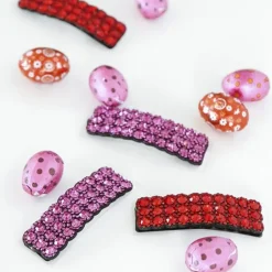 Pink clic-clac hårspænde med rhinsten