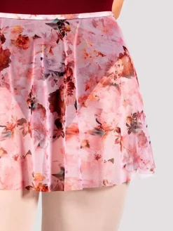 Pull on skørt med smukt rødlig print af blomster fra Bloch