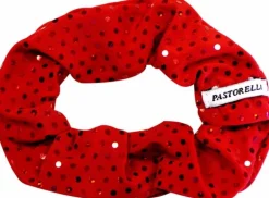 Rød hårelastik med trykte palietter