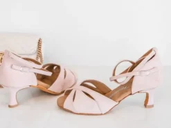 Rosa flot dansesko til damer med 5 cm hæl