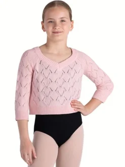 Rosa striktrøje i bomuld til piger Bloch