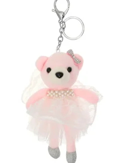 Sød ballet bamse nøglering i rosa